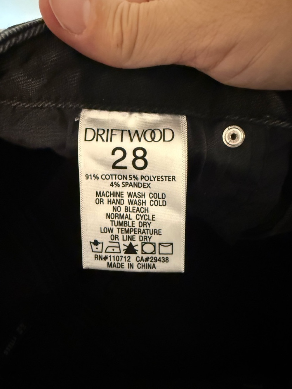 DRIFTWOOD Faded Charcoal Black High-Rise Straight Leg Ankle Jeans Size 28 - Picture 8 of 9